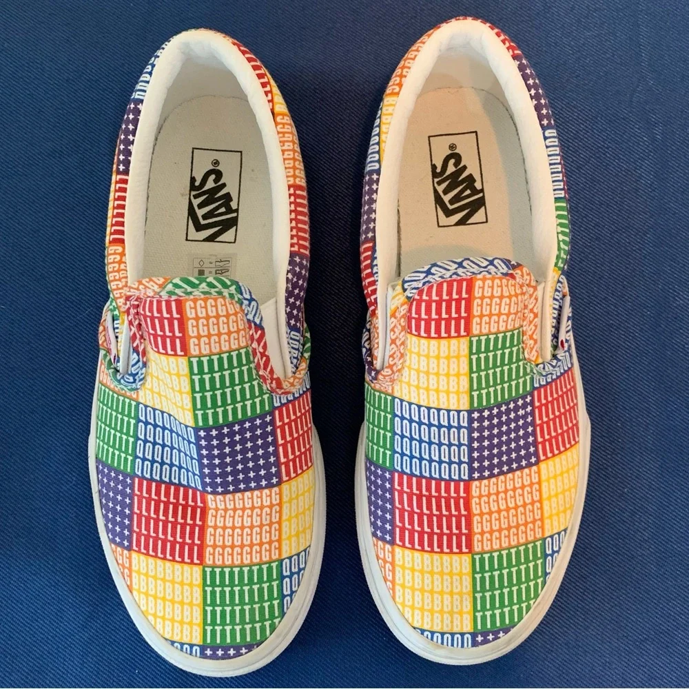 Vans Unisex Rainbow Pride Classic Slip-On Sneakers - Picture 3 of 11